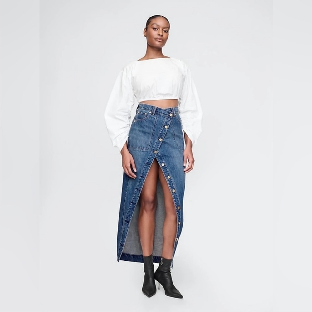 NWT! GAP× Cult Gaia Asymmetrical Denim Maxi Skirt - Size 26/2